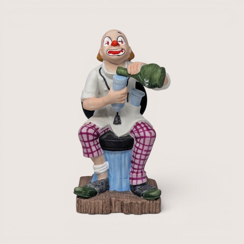Vintage Toscany Ceramic Clown Pouring Wine Figurine